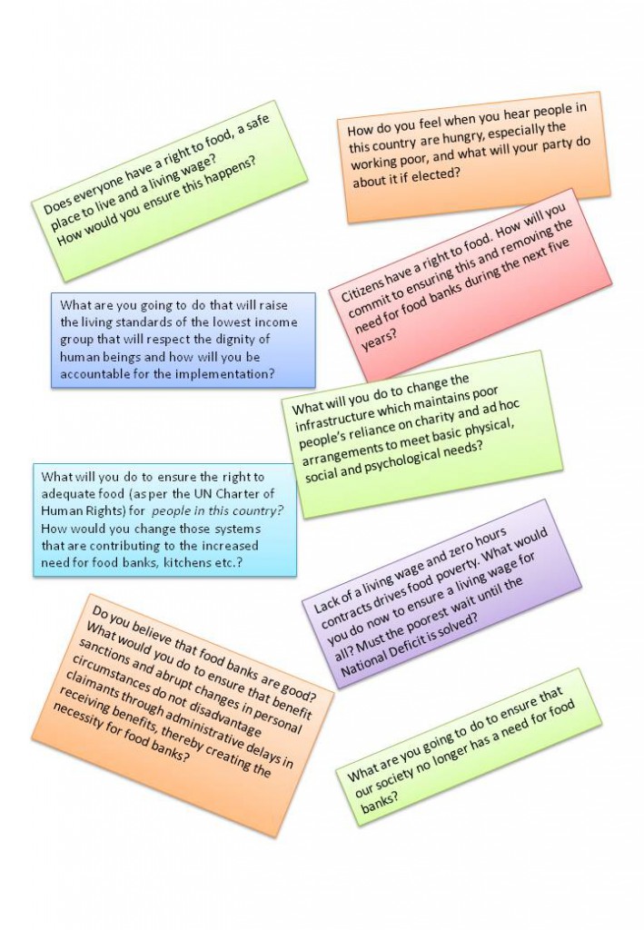 suggestions for questions to MP about food poverty