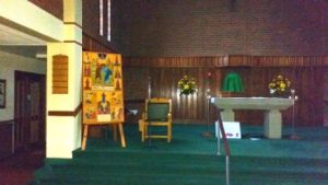 Icon installed on the altar at St Theresa's church in Crossgates