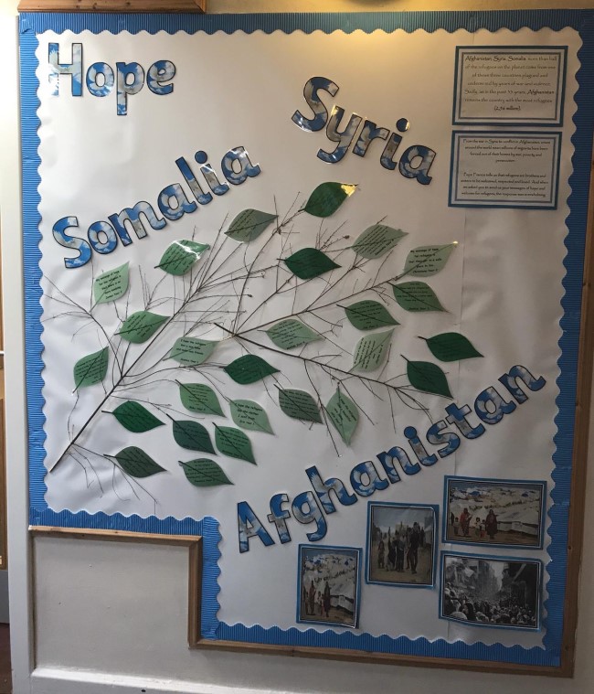 picture of school display of leaves on a tree