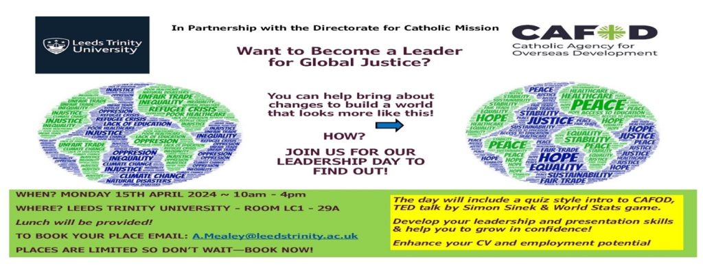 CAFOD Leadership event poster