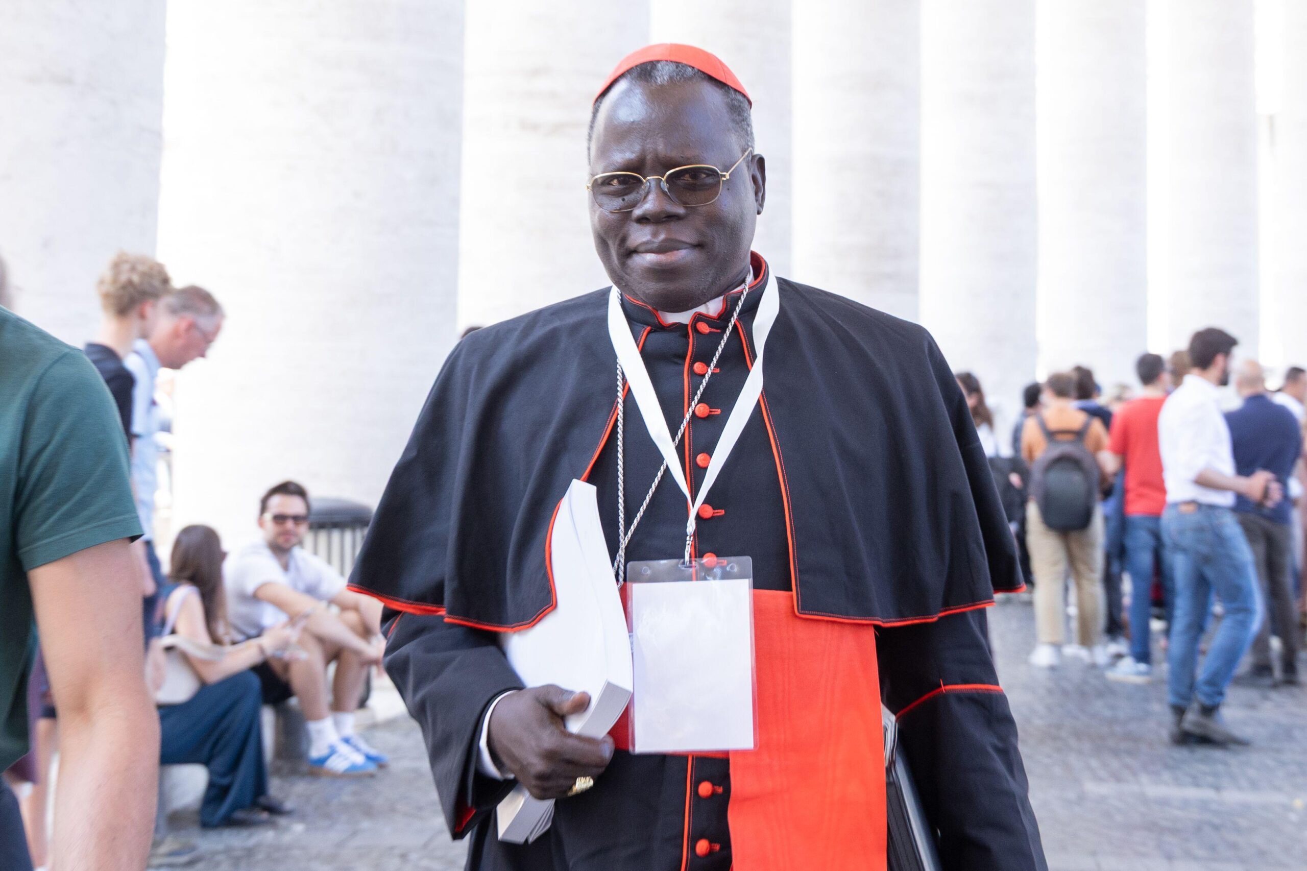 Rome, Italy. 02nd May, 2025. Cardinal Stephen Ameyu Martin Mulla exits St. Peter's Basilica in Rome after the Eighth General Congregation Credit: Independent Photo Agency/Alamy Live News